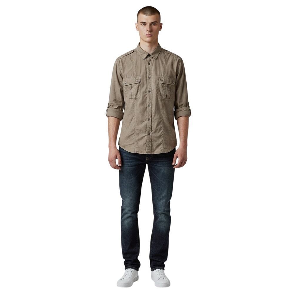 HUGO BOSS ORANGE Men’s Y2K Tan Button front Safari Shirt size large